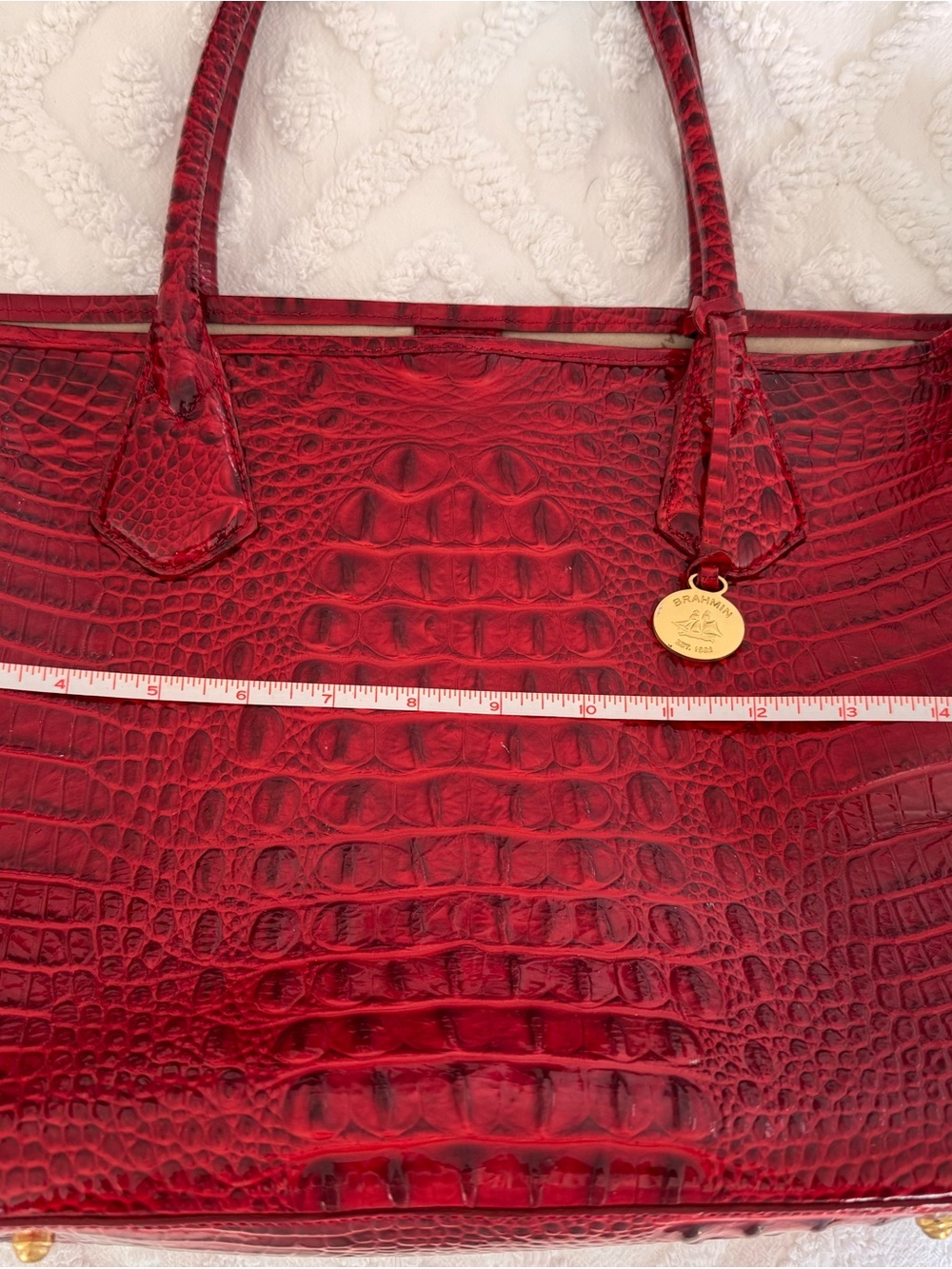 Brahmin Ruby Red Croc-Embossed Leather Tote - Picture 7 of 10
